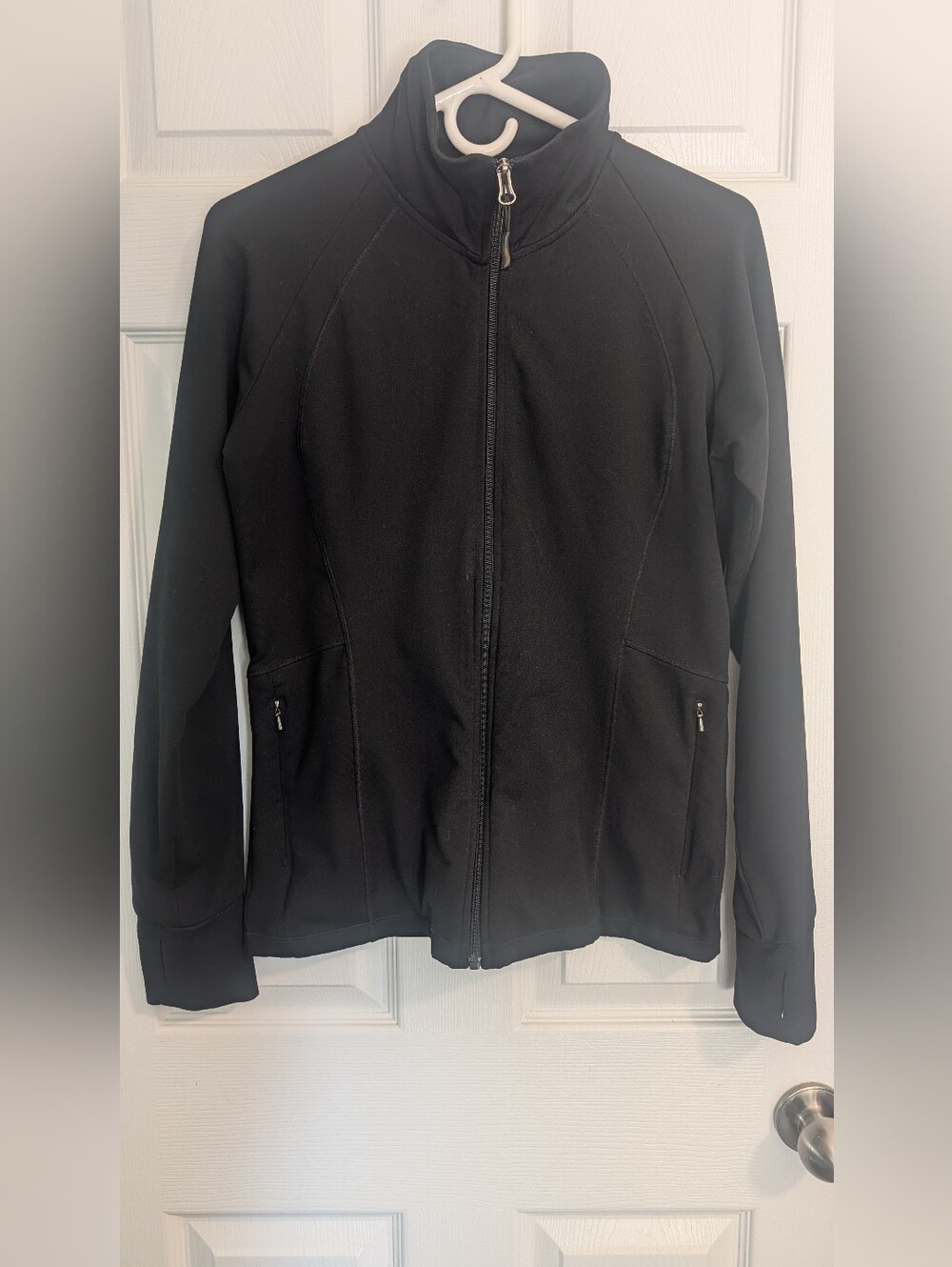 Ellen Tracy Black Full-Zip Active Wear Sweater with Stand Collar